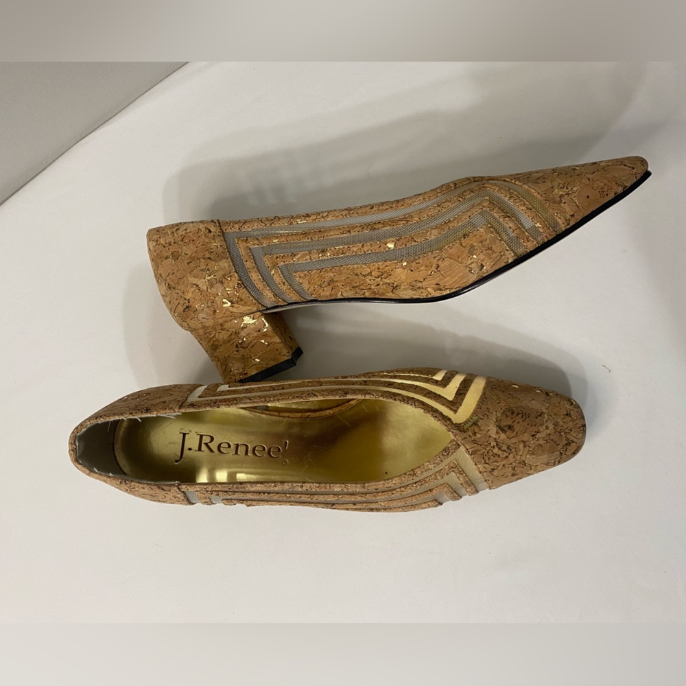 J. Renee Cork & Mesh Chunky Cut-Out Pumps Women’s Shoes Size 7.5 - Picture 3 of 9